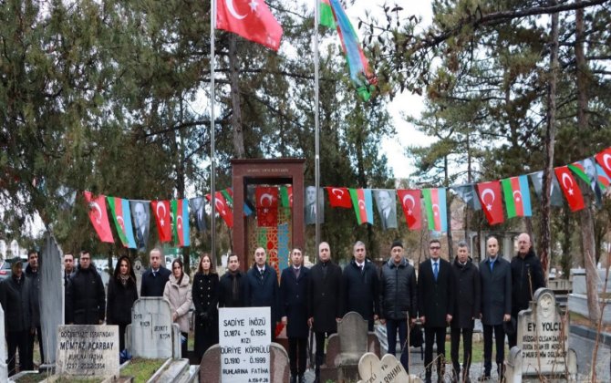Azərbaycanın Türkiyədəki səfiri Məhəmməd Əmin Rəsulzadənin məzarını ziyarət edib - FOTO