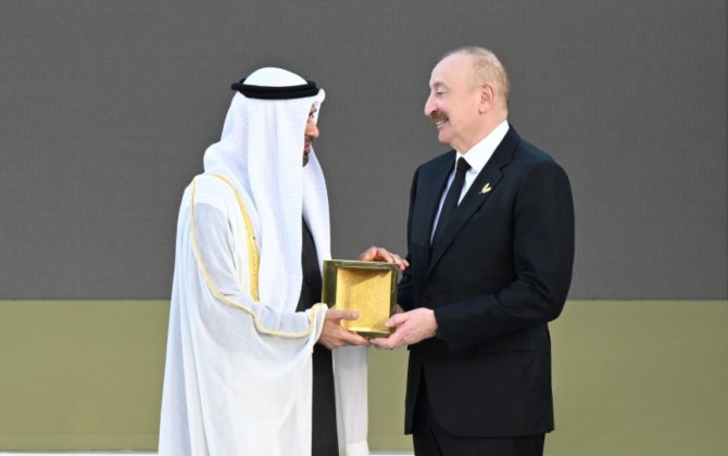 İlham Əliyev Əbu-Dabidəki mərasimdən görüntülər paylaşdı - VİDEO