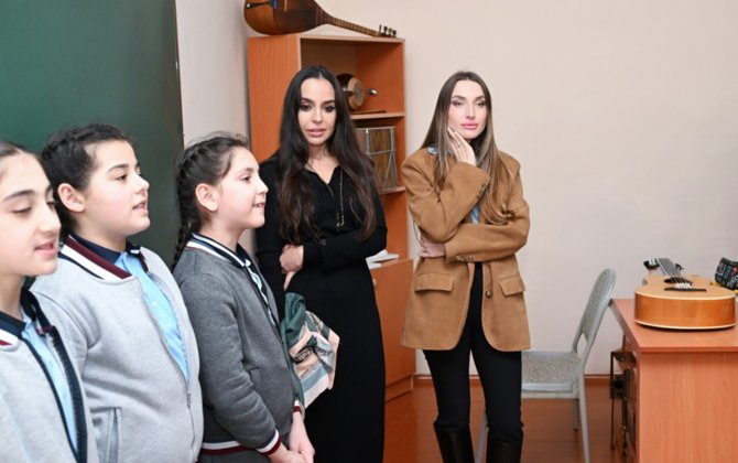 Leyla və Alena Əliyevalar Qubadakı internat məktəbi və STEAM mərkəzində - FOTOLAR