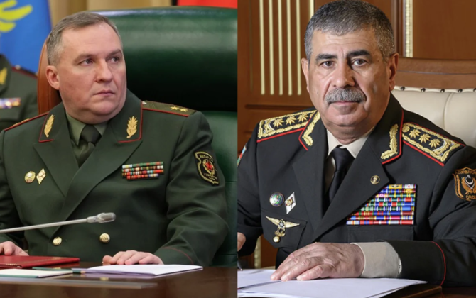 Azərbaycan və Belarus müdafiə nazirləri İranın PUA hücumlarını müzakirə edib