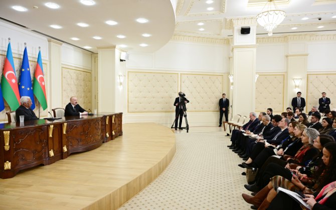 İlham Əliyev və Avropa İttifaqı Şurasının Prezidenti mətbuata bəyanatlarla çıxış ediblər - FOTO - YENİLƏNİB