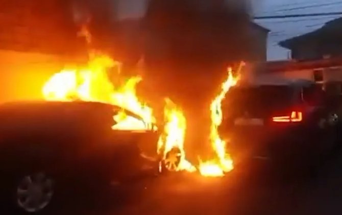 Masazırda avtomobillər yandı - VİDEO