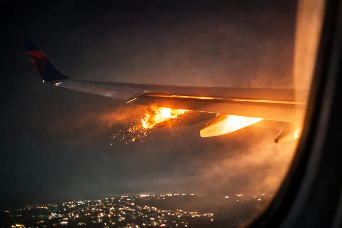 Sərnişin təyyarəsi havaya qalxdıqdan sonra alışıb - VİDEO