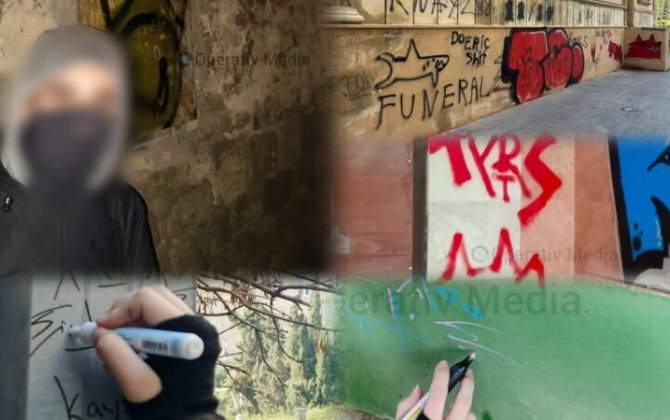 Nizami Kino Mərkəzinin divarlarına qraffiti çəkən şəxslərin kimliyi məlum olub - VİDEO - FOTO