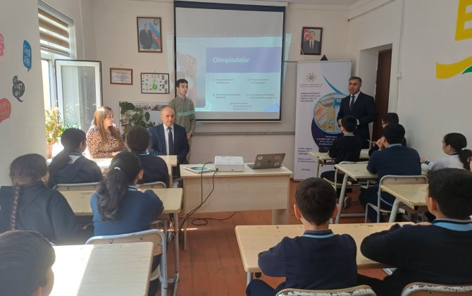 Şagirdlərlə olimpiada qalibinin görüşü təşkil edilib - FOTO