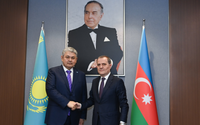 Ceyhun Bayramov qazaxıstanlı həmkarı ilə görüşdü - FOTO - YENİLƏNİB