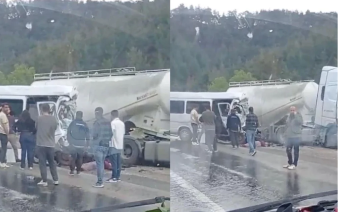 Mikroavtobusla TIR toqquşdu - Ölənlər və yaralananlar var