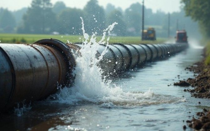 В Кюрдамире прорвало магистральный водопровод, без воды остались 8 400 абонентов
