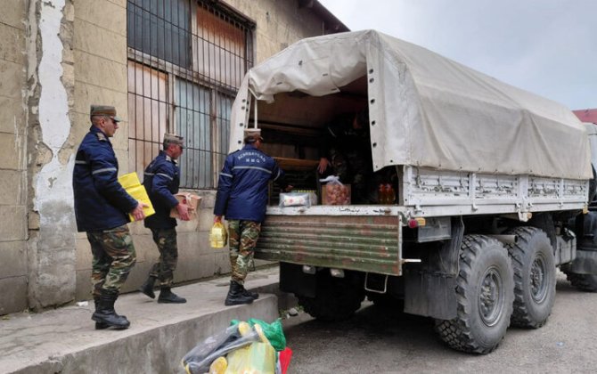 Qubada torpaq sürüşməsi baş verən kəndə ərzaq yardımı göndərilib - FOTO/VİDEO