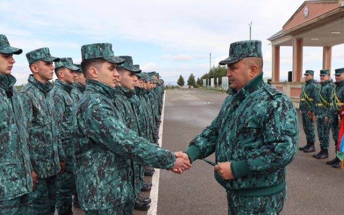 Hərbi xidməti başa vuran sərhədçi əsgərlər evlərinə yola salınıb - FOTO