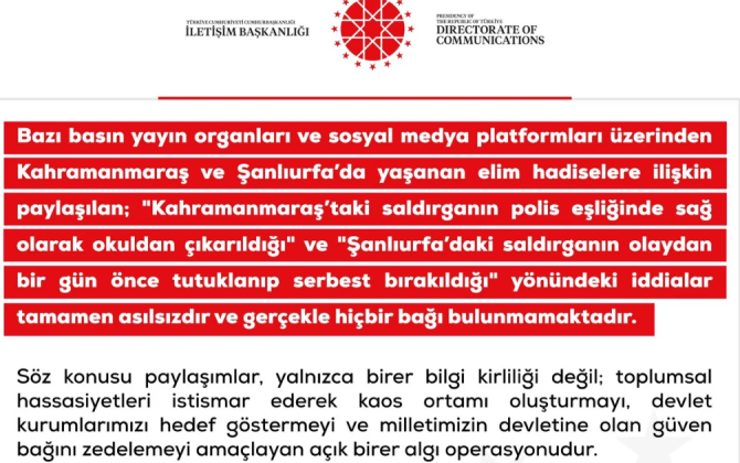 DMM: Kahramanmaraş və Şanlıurfadakı insidentlərlə bağlı dezinformasiyalar yayılır - FOTO