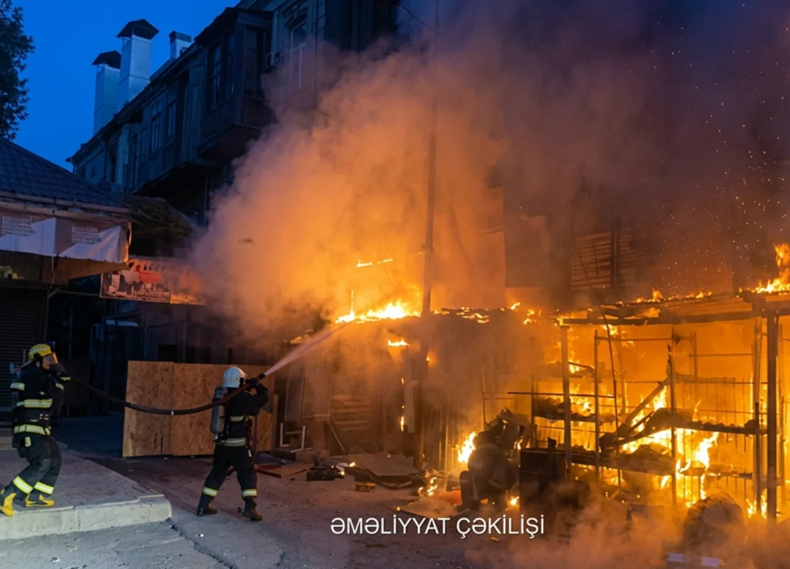 Göyçayda marketdə yanğın - VİDEO