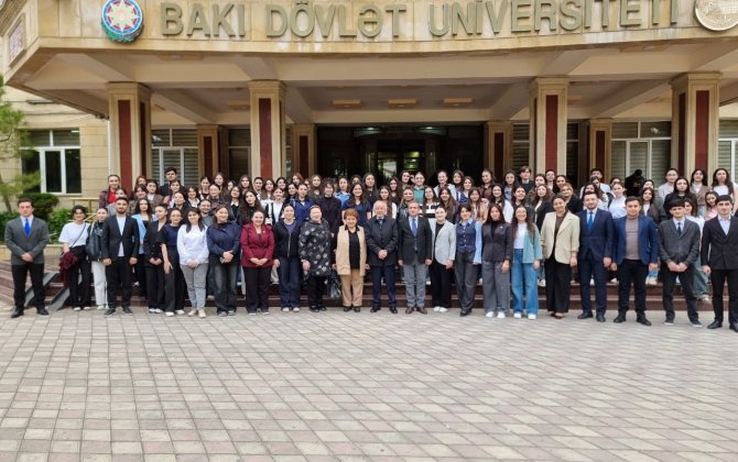 Seyran Səxavət Bakı Dövlət Universitetində tələbələrlə görüşüb - FOTOLAR
