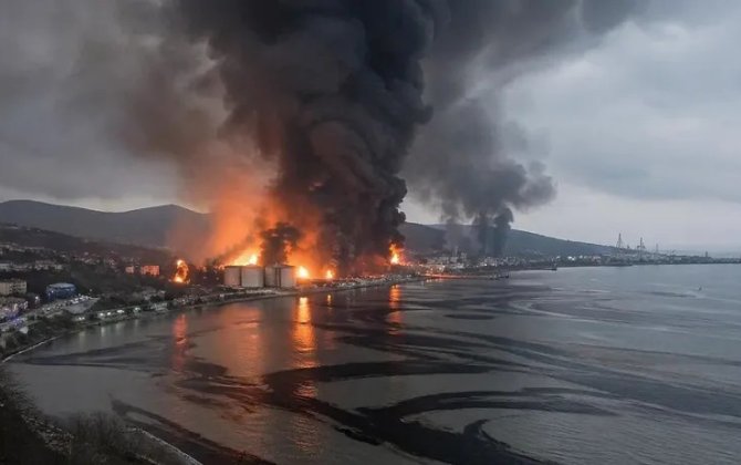 Ukraynanın vurduğu bu Rusiya zavodundan tüstü 400 km-dək yayıldı...-FOTOLAR