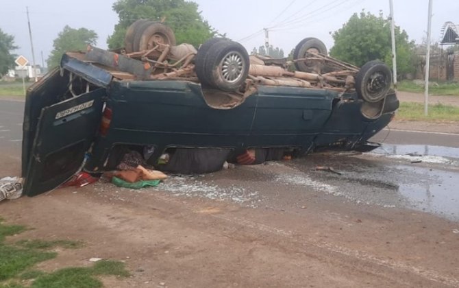 Goranboyda qəzaya düşən mikroavtobus aşdı - 7 qadın yaralandı - FOTO