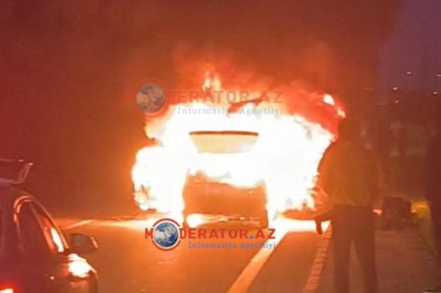 Bakıda avtomobil od tutub yandı-ANBAAN VİDEO+ÖZƏL