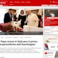 Vatikan və İtaliya mətbuatı Mehriban Əliyevanın Roma Papası ilə görüşünü geniş işıqlandırıb - FOTO