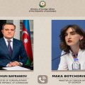 Ceyhun Bayramov gürcüstanlı həmkarı ilə iki ölkə arasında dostluq münasibətlərinin cari vəziyyətini müzakirə edib