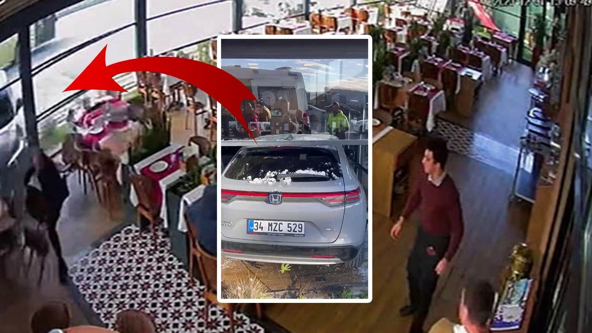 Tanınmış türkiyəli sənətçi avtomobili ilə restorana çırpıldı - VİDEO