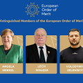 Merkel, Zelenski və Valensa Avropa Xidmət Ordeni ilə təltif olunublar