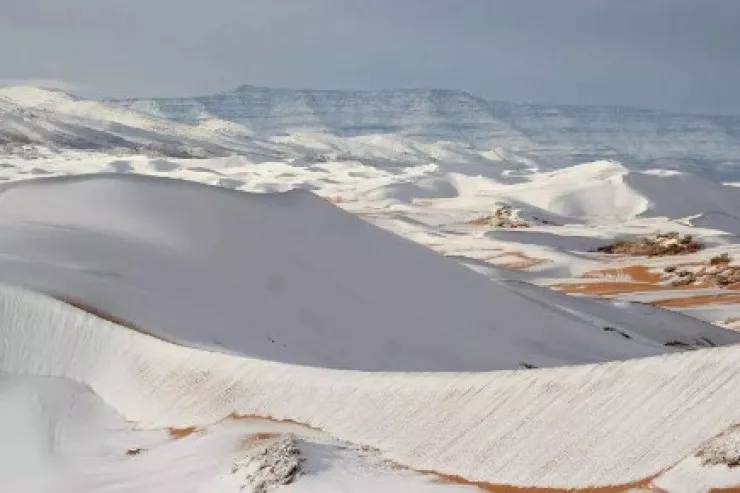 Sahara səhrasına 40 ildə yeddinci dəfə qar yağdı - FOTO