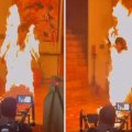 Dünya ulduzu klip çəkilişində alovlar içində qaldı