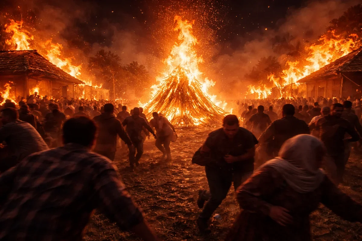 В Мингячевире праздничный костер стал причиной пожара