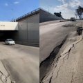 Асфальт в тоннеле провалился после дождей-ВИДЕО