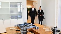 İlham Əliyev və Mehriban Əliyeva Neftçalada yeni inşa olunan məktəbin açılışında iştirak ediblər