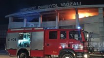 Sumqayıt dəmir yolu vağzalında yanğın başlayıb - VİDEO