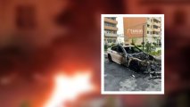 Sumqayıt bulvarında “BMW F10” yanaraq yararsız hala düşdü - FOTO/VİDEO