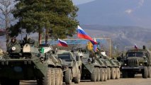 Автоколонна российских миротворцев направилась в Армению - ВИДЕО