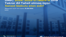 UNEC 24 ixtisas üzrə təkrar ali təhsilə sənəd qəbulu elan edir