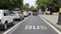 Bakıda yeni avtobus zolaqları çəkilir - FOTO