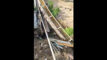 Стихия обрушила фрагмент моста в Лачине- (видео)