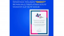 Dövlət Sosial Müdafiə Fondu “Nebext” beynəlxalq təşkilatının xüsusi mükafatına layiq görülüb