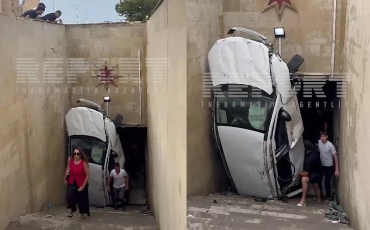 Серьезное ДТП в Баку: автомобиль рухнул в подземный переход-ВИДЕО