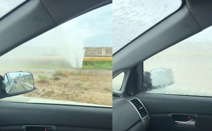 Фонтан на дороге: в Баку прорвало водопроводную трубу