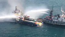 Пожар на судне снабжения в Каспийском море полностью потушен