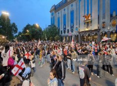 Tbilisidə parlamentin qarşısında etiraz aksiyası bərpa edilib - FOTO