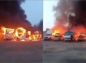 В России на стоянке сгорели 37 автобусов и маршруток - ВИДЕО