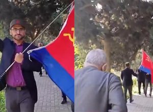 В Баку задержана группа, пытавшаяся провести шествие с флагами СССР