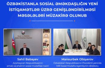 Özbəkistanla sosial əməkdaşlığın yeni istiqamətlər üzrə genişləndirilməsi məsələləri müzakirə olunub