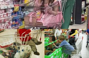 Market arabalarına minib, video çəkənlər - Özbaşınalıq ayaq açıb yeriyir, gigiyena pozulur