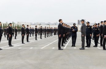 Vilayət Eyvazov sıra baxışı keçirdi: 19 müharibə iştirakçısı polisə qəbul olundu - FOTO/VİDEO