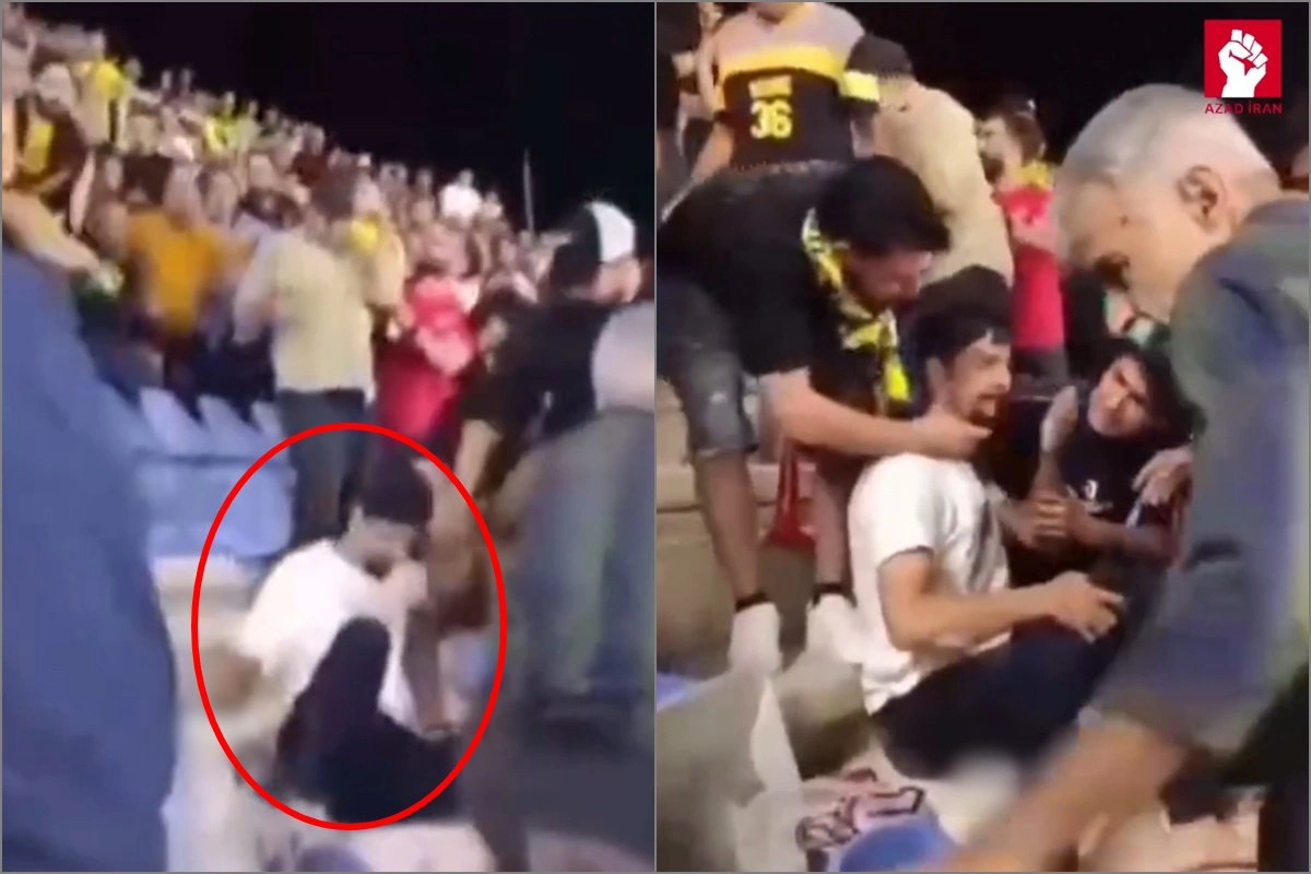 Futbol stadionunda damın bir hissəsi qoparaq azarkeşin üzərinə düşdü - VİDEO