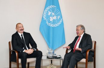 Prezident İlham Əliyev BMT-nin Baş katibi Antonio Quterreş ilə görüşüb - FOTO