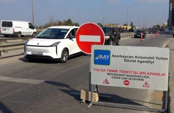 Bakı Dairəvi yolunun köməkçi hissəsində təmir işləri aparılır
