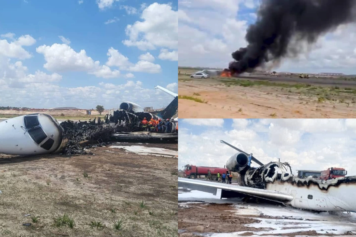 Nazirin olduğu təyyarə aeroportda yandı - VİDEO