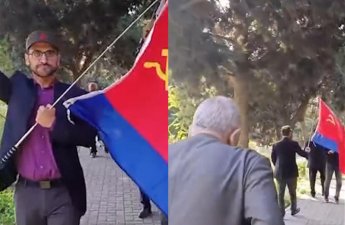 В Баку задержана группа, пытавшаяся провести шествие с флагами СССР